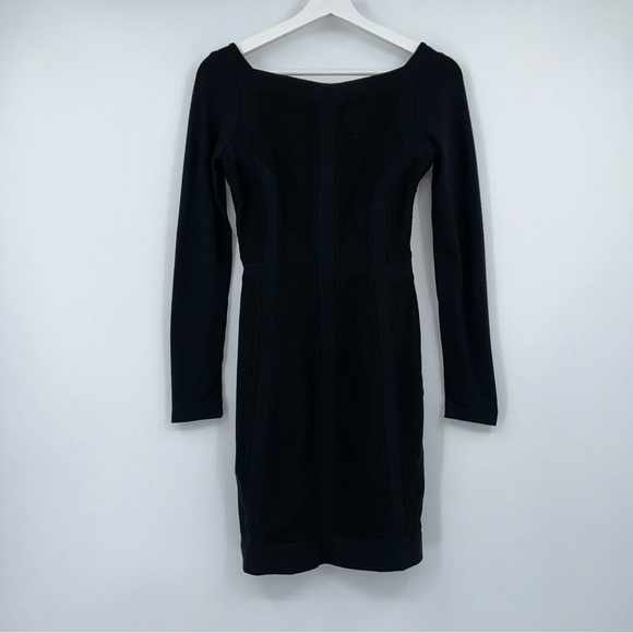 Diane Von Furstenberg Carita Black Wool Blend Dress Long Sleeve Size 0 DVF - Picture 3 of 4